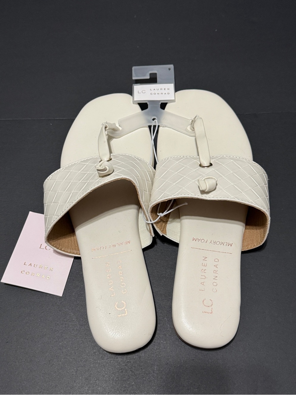 LC Lauren Conrad Quilted Cream Slide Mules